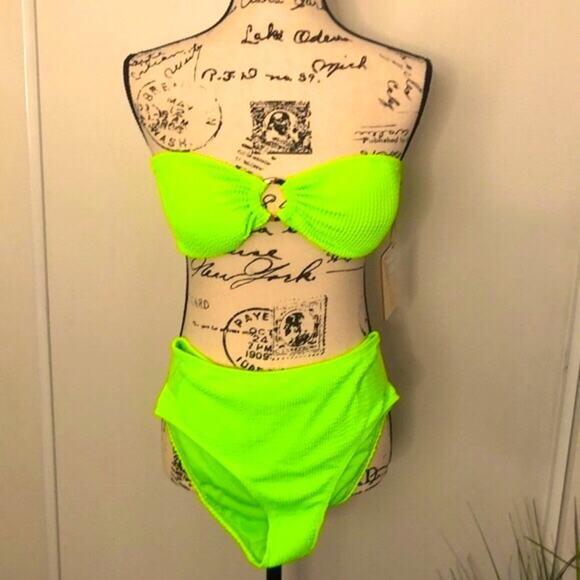 NWT! Cabana Del Sol Neon Green Bikini Size Medium - Picture 2 of 10